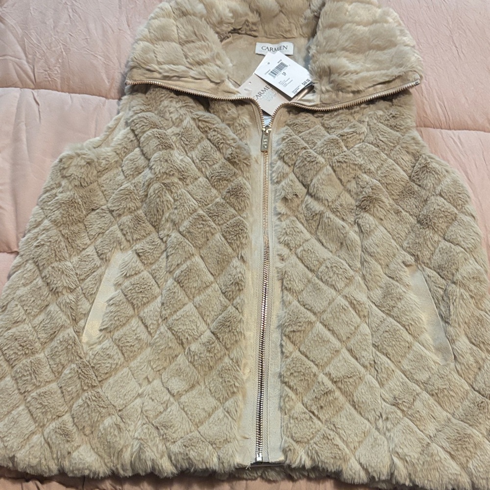 Carmen Marc Valco Faux Fur Zip Up Vest